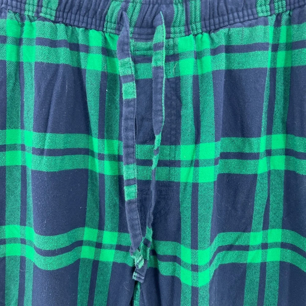 Eddie Bauer green blue plaid L pajama lounge pants cotton fall winter sleep